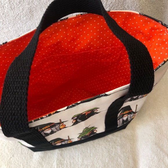 Witches Brew Gnome Small Tote Bag Polka Dots Lining Trick or Treat - Picture 2 of 8